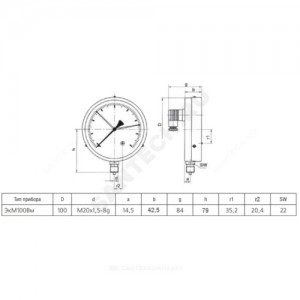 Манометр электроконтактный ЭКМ100Вм радиальный Дк100мм 0-1,0 МПа исполнение 5 М20х1,5 ЗАВОД ТЕПЛОТЕХНИЧЕСКИХ ПРИБОРОВ