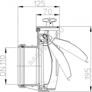 Клапан обратный канализационный коричневый Дн 110 б/нап с заслонкой из нерж стали для колодцев HL 710.0