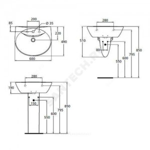 Умывальник подвесной OCEANE 60 Ideal Standard W407801.