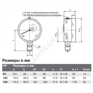 Манометр 232.50.100 радиальный Дк100мм 0-10 бар G1/2" Wika 9050213 (36495144)