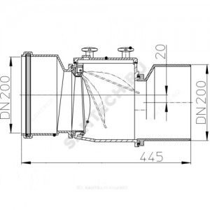 Клапан обратный канализационный коричневый Дн 200 б/нап с заслонкой из нерж стали, монтажным лючком HL 720.0