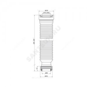 Гофра для унитаза 110мм L=220-520мм для чугунных труб Орио C-990-L