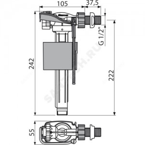 Арматура для бачка наливная боковое подключение Alca Plast A150-1/2"