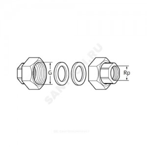 Детали присоединительные чугун Ду25 G 1 1/2"xRp 1" ВР (комплект) для циркуляционных насосов Wilo 112046890