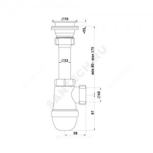 Сифон для кухонной мойки бутылочный Ани 1 1/2"x40 выпуск с нержавеющей решёткой D=70мм АНИ Пласт C0100