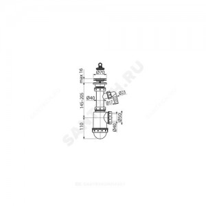 Сифон для кухонной мойки бутылочный 1 1/2"x50/40 с отводом (штуцером) выпуск с нержавеющей решёткой D=70мм Alca Plast A441P-DN50/40