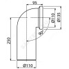 Труба фановая для унитаза 110мм 90гр для пластиковых труб Alca Plast A90-90