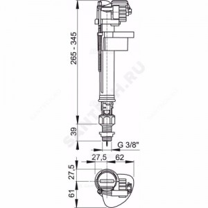 Арматура для бачка наливная нижнее подключение Alca Plast A17-3/8"