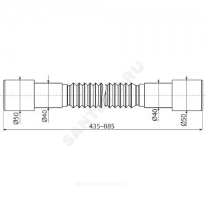 Гофра 50/40x40/50 L=435-885 Alca Plast A720