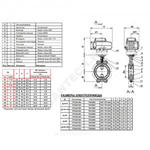 Затвор дисковый поворотный чугун VPI4448-N24EP Ду 100 Ру16 межфл с эл/приводом Nutork 230В диск чугун манжета EPDM Tecofi VPI4448-N24EP0100