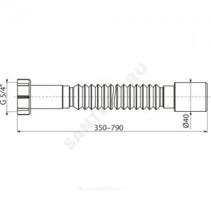 Гофра с гайкой 1 1/4"x40 L=350-790мм Alca Plast A730