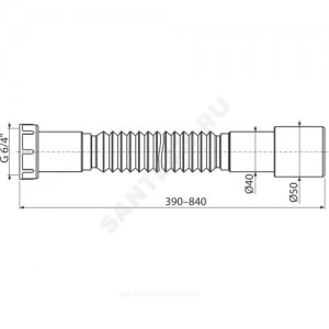 Гофра с гайкой 1 1/2"x40/50 L=390-840мм Alca Plast A770