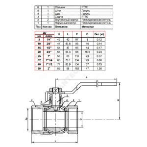 Кран шаровой латунь никель BS1143 Ду 32 Ру25 ВР полнопроходной рычаг Tecofi BS1143-0032