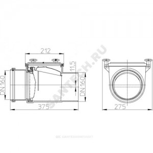 Клапан обратный канализационный коричневый Дн 110 б/нап с заслонкой из нерж стали, монтажным лючком HL 710