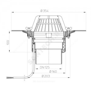 Воронка кровельная HL62.1 с вертикальным выпуском PP Дн 125 с листвоуловителем, электрообогревом, теплоизоляцией, обжимным фланцем HL HL62.1/2