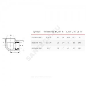 Угольник PP-R комбинированный белый ВР Дн 25х3/4" PRO VALFEX 10125025-PRO