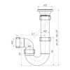 Сифон для умывальника/мойки трубный 1 1/2''x40 выпуск с нержавеющей решёткой D=70мм АНИ Пласт D0100