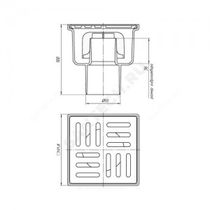 Трап нерегулируемый с гидрозатвором Дн 50 с нержавеющей решёткой 100х100мм вертикальный выпуск АНИ Пласт TA5202