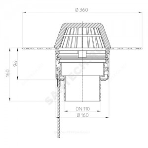 Воронка кровельная HL62.1P с вертикальным выпуском PP Дн 110 с листвоуловителем, электрообогревом, теплоизоляцией HL HL62.1P/1