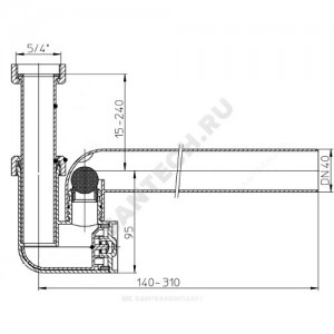 Сифон для кондиционеров трубный 1 1/4"x40 с обратным клапаном HL HL136.3