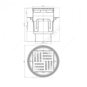 Трап регулируемый с гидрозатвором Дн 110 с нержавеющей решёткой 150х150мм вертикальный выпуск АНИ Пласт TA1712