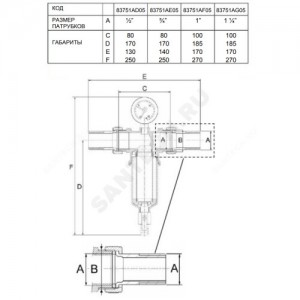 Фильтр сетчатый T-образный латунь Ду 15 Ру25 G1/2" НР 751 Icma 83751AD05