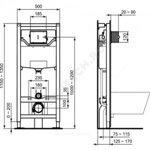 Инсталляция для подвесного унитаза Prosys Frame 120 M без кнопки смыва Ideal Standard R020467