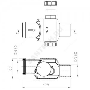 Клапан PP-H обратный канализационный серый Дн 50 б/нап в/к HL 4