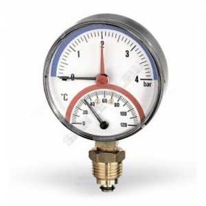 Термоманометр F+R828 радиальный Дк80 10 бар L=23мм G1/2" 120С Watts 10025525