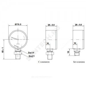 Термоманометр F+R828 радиальный Дк80 10 бар L=23мм G1/2" 120С Watts 10025525