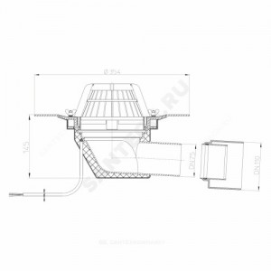 Воронка кровельная HL64.1 с горизонтальным выпуском PP Дн 75/110 с листвоуловителем, электрообогревом, теплоизоляцией, обжимным фланцем HL HL64.1