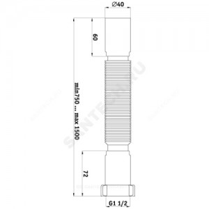 Гофра с гайкой 1 1/2"x40 L=495-1325мм АНИ Пласт K114