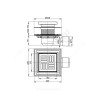 Трап регулируемый с гидрозатвором+механический сухой затвор Дн 50 с нержавеющей решёткой 143х143мм горизонтальный выпуск Alca Plast APV3444