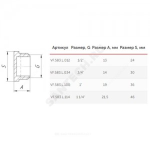 Заглушка латунь Ду 15 (1/2") НР VALFEX VF.583.L.012