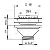 Выпуск для кухонной мойки 3 1/2" с нержавеющей решёткой D=115мм Alca Plast A37