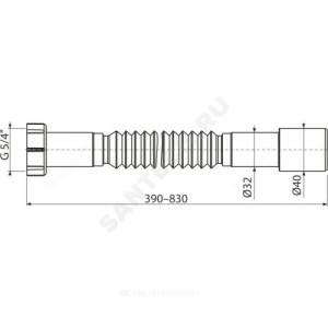 Гофра с гайкой 1 1/4"x32/40 L=390-830мм Alca Plast A750