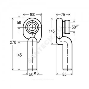 Сифон для писсуара Гала DN 50 с выходом на 50мм вертикальный выпуск Santek 1.WH10.8.699/492458 Viega.