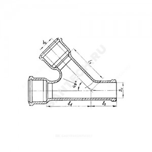 Тройник чугун канализационный Ду 100х100х45гр б/н ГОСТ 6942-98 косой