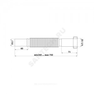 Гофра с гайкой 1 1/4"x32 L=320-730мм АНИ Пласт K203