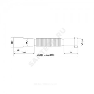 Гофра с гайкой 1 1/4"x40/50 L=541-1371мм АНИ Пласт K216