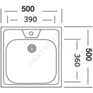 Мойка накладная 500х500х130 сталь нержавеющая AISI 430 без сифона Владикс V-406