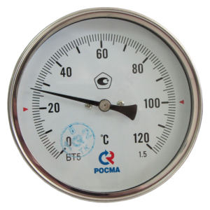 Термометр биметаллический осевой Дк100 L=150мм G1/2" 120С БТ-51.211 Росма 00000002540