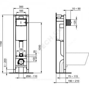 Инсталляция для подвесного унитаза PROSYS ECO FRAME 120M без кнопки смыва Ideal Standard E233267